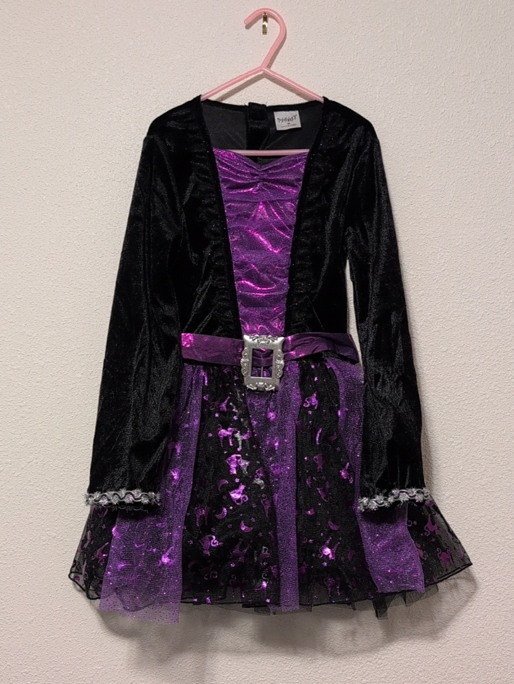 Spirit Girls Black and Purple Sparkle Witch Costume Dress - Picture 2 of 11